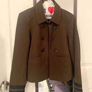 LOFT Olive Green Double-Breasted Pea Coat